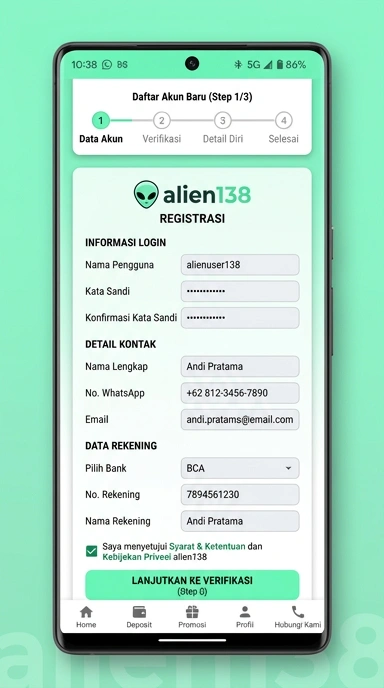 Buat Akun Baru di alien138 untuk Pengguna Android