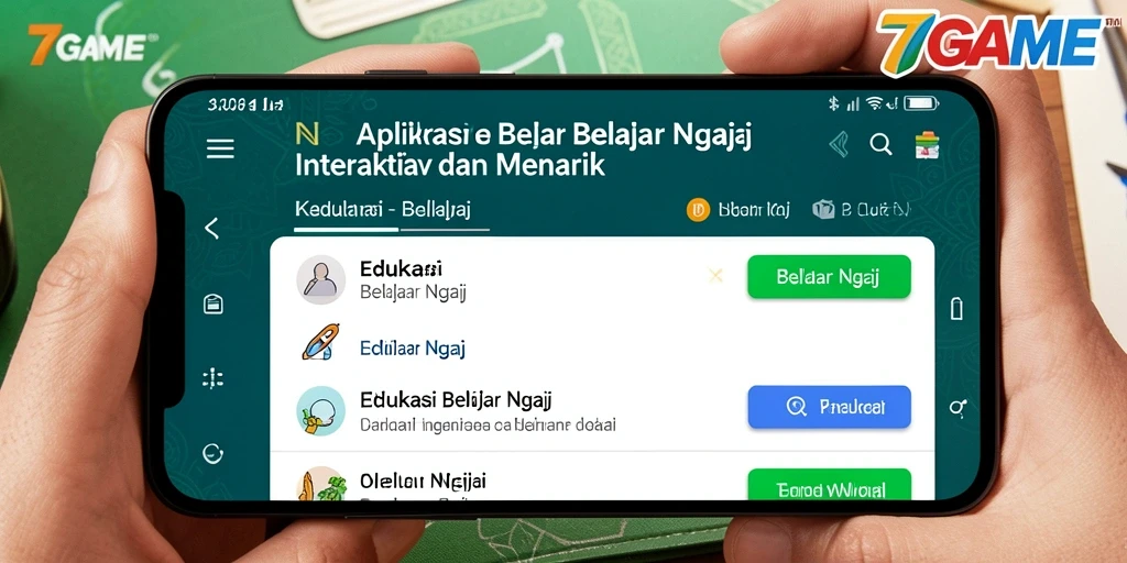 Tampilan antarmuka 7GAME yang menarik dan mudah digunakan untuk belajar Ngaji.