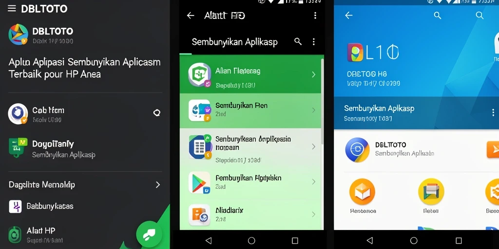 Antarmuka aplikasi DBLTOTO yang menunjukkan fitur Sembunyikan Aplikasi.