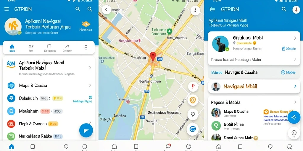 Antarmuka GTPIDN yang jelas dan informatif untuk navigasi mobil.