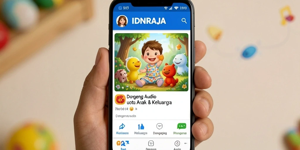 Antarmuka IDNRAJA yang menampilkan pilihan cerita dongeng audio.