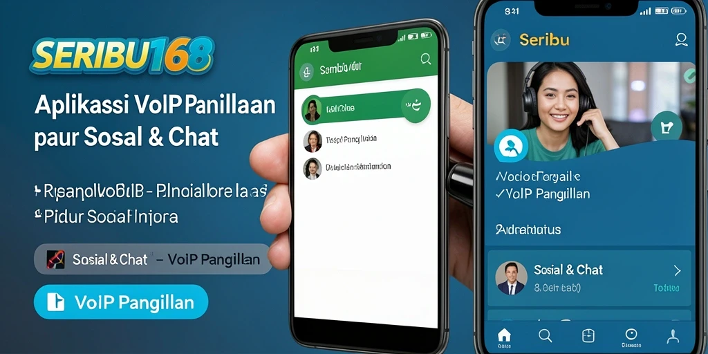 Antarmuka aplikasi SERIBU168 dengan fitur VoIP Panggilan yang modern.